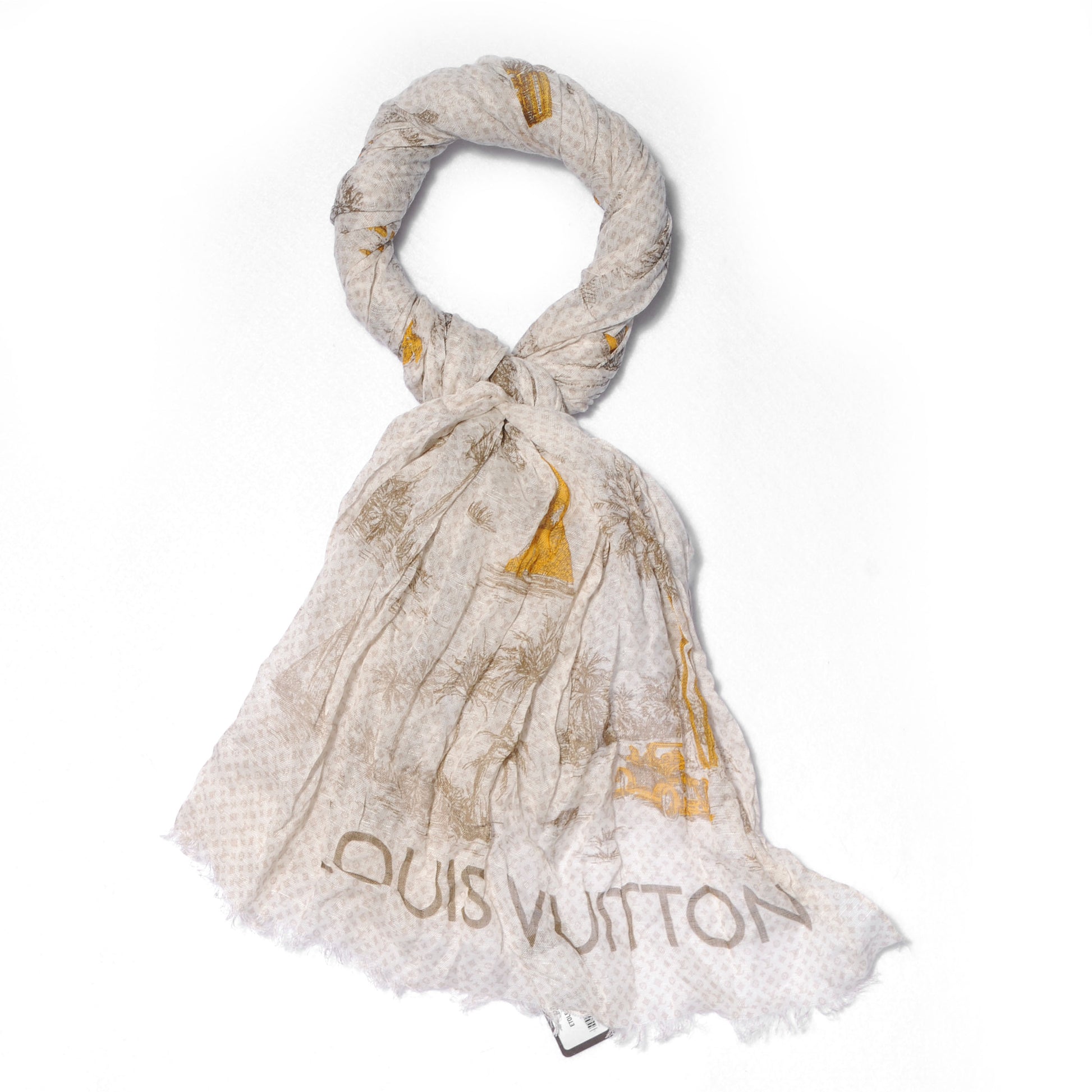 Louis Vuitton Cotton Linen Toile Etole De Louis Pareo Beige 1 of 7