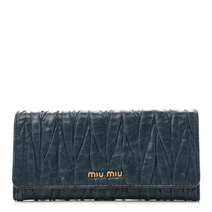 Miu Miu Nappa Matelasse Flap Wallet Bluette 1 of 8