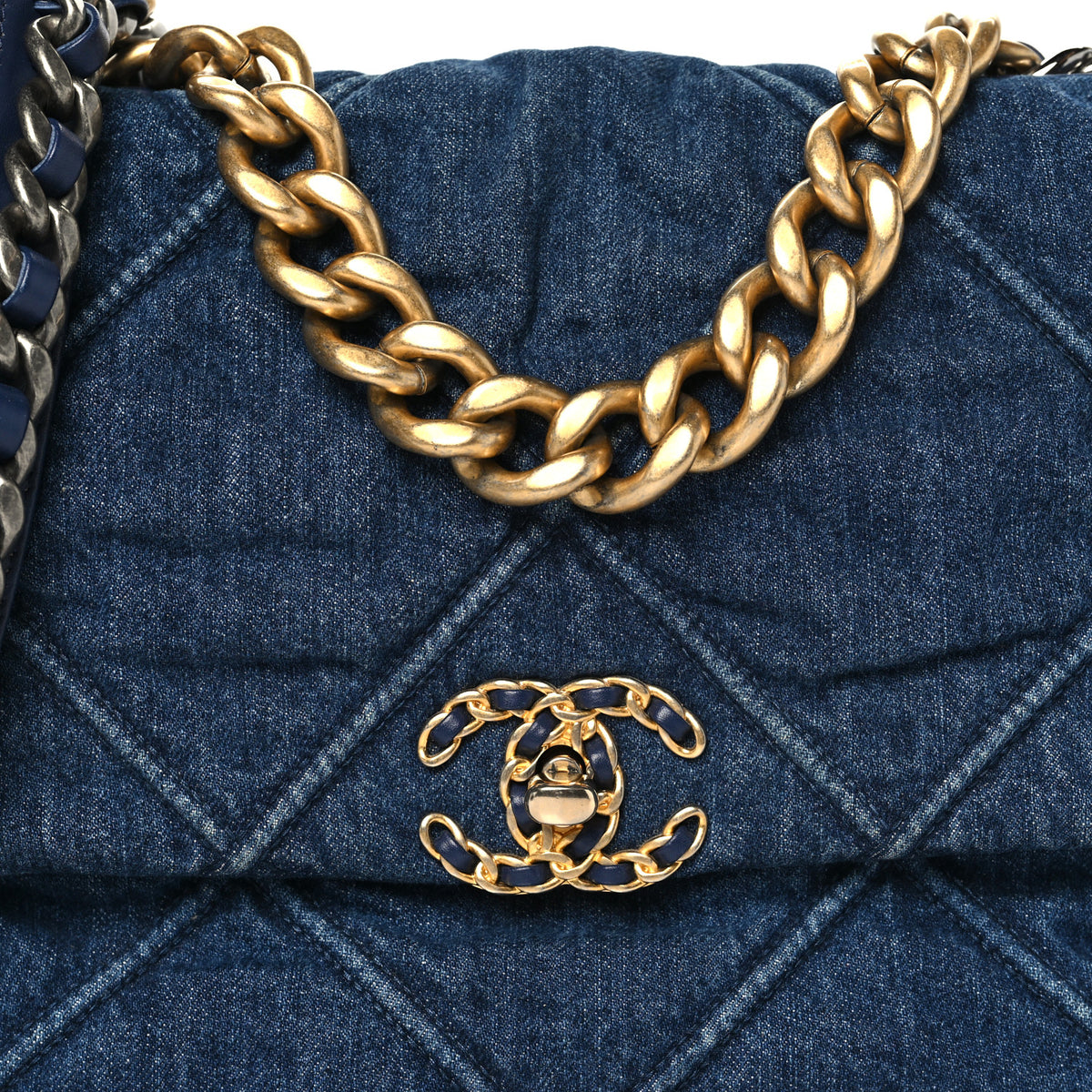 Chanel Denim Quilted Large Chanel 19 Flap Blue 8 of 10