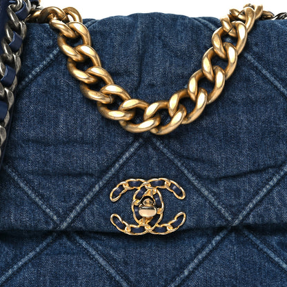 Chanel Denim Quilted Large Chanel 19 Flap Blue 8 of 10