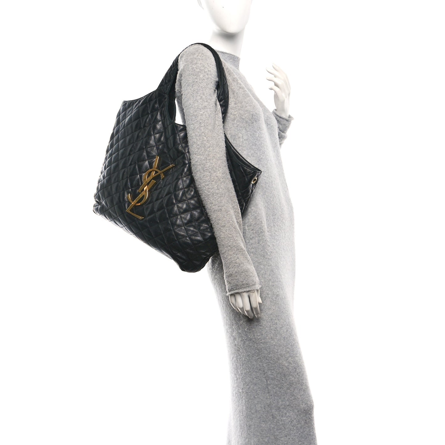 Lambskin Quilted Maxi Icare Shopping Tote Black