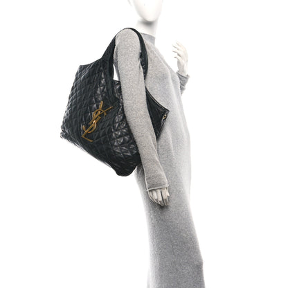 Saint Laurent Lambskin Quilted Maxi Icare Shopping Tote Black 2 of 11
