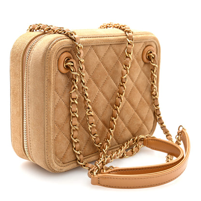 Chanel Suede Quilted CC Tassel Camera Case Light Brown 3 of 10