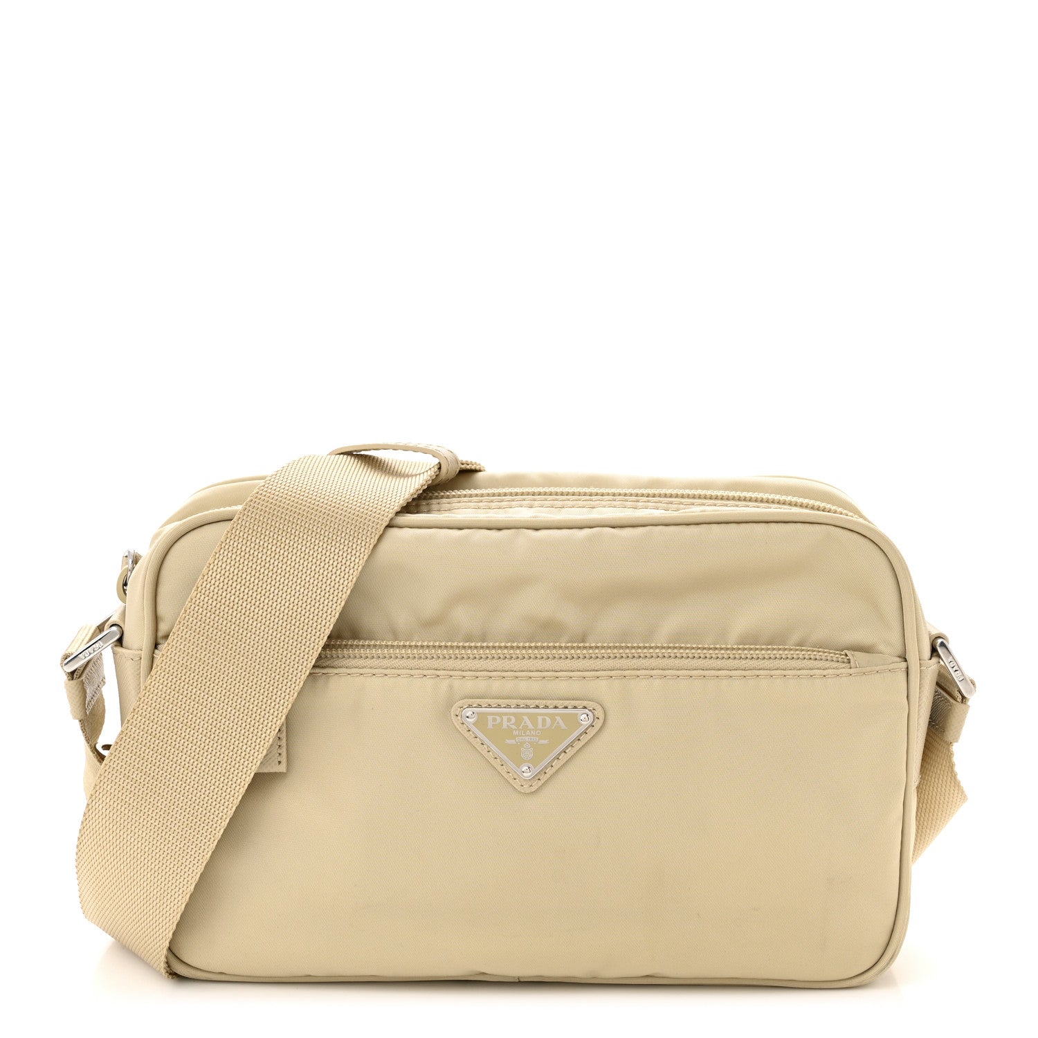 Prada Re-Nylon Vela Saffiano Double Zip Shoulder Bag Deserto 1 of 11