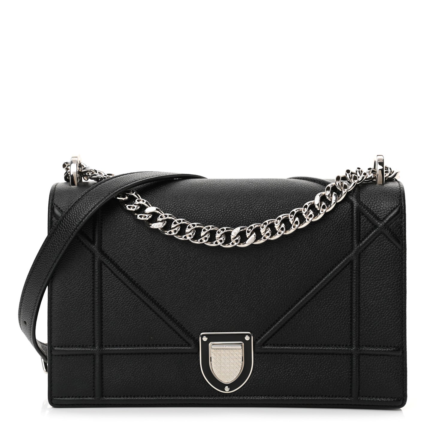 Grained Calfskin Medium Diorama Flap Bag Black
