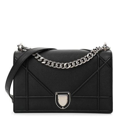 Christian Dior Grained Calfskin Medium Diorama Flap Bag Black 1 of 13