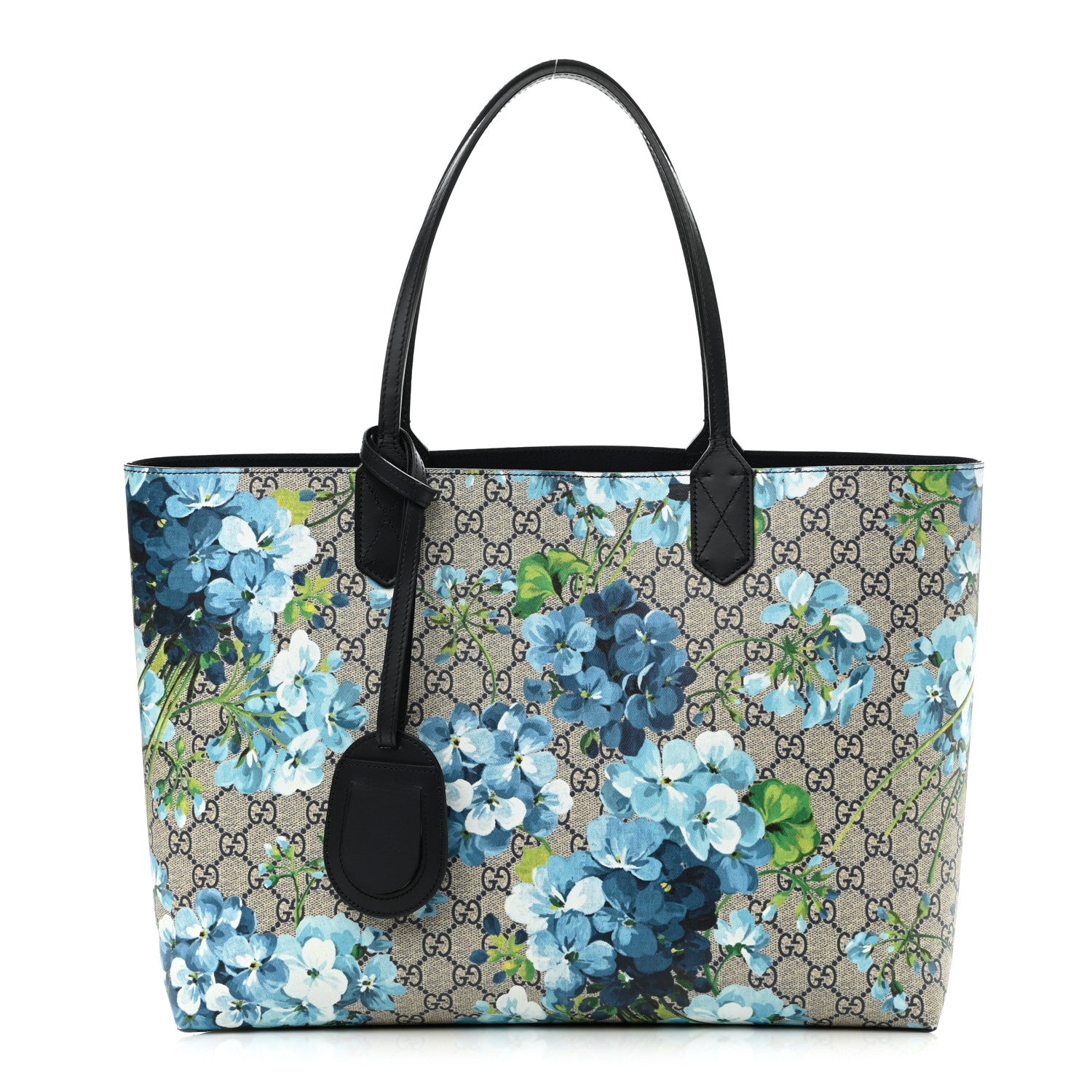 Gucci GG Supreme Monogram Blooms Medium Reversible Tote Beige Blue Navy 1 of 16