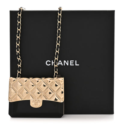 Chanel Metal Resin Lambskin Flap Bag Long Necklace Gold Black 5 of 5
