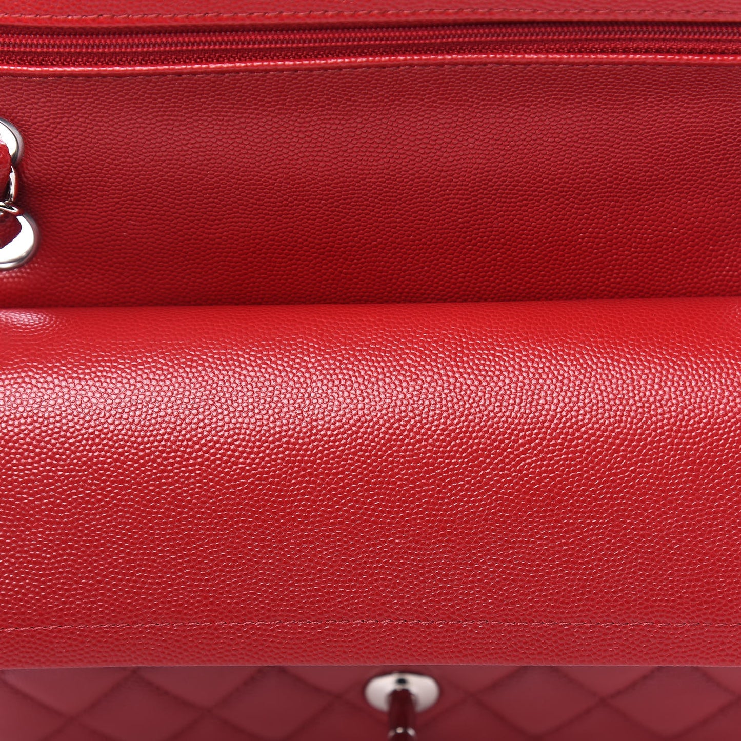 Caviar Quilted Medium Double Flap Red