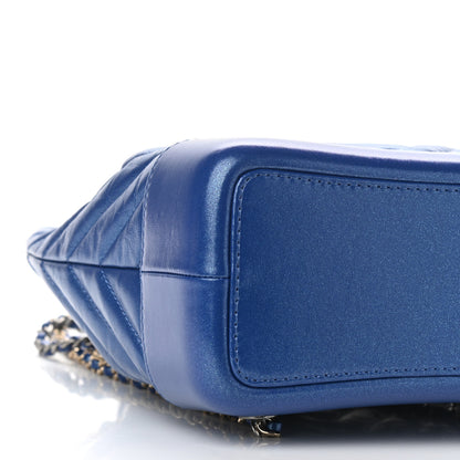Chanel Iridescent Aged Calfskin Chevron Quilted Small Gabrielle Backpack Blue 9 of 11