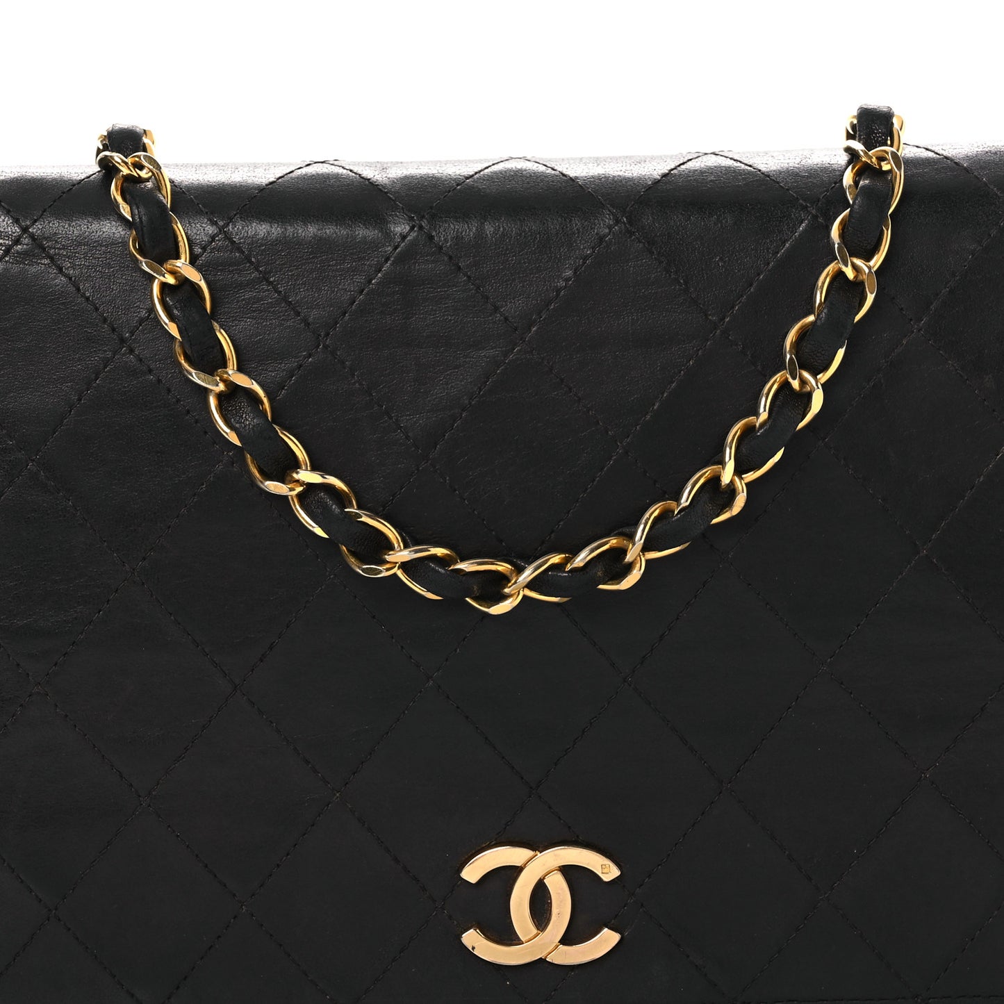 Lambskin Quilted Small Single Flap Bag Black