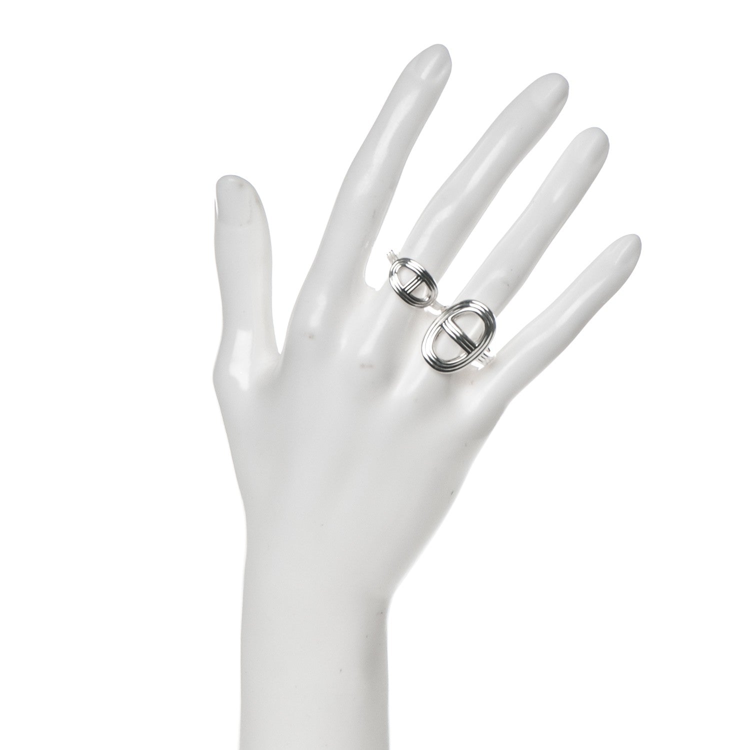 Hermes Sterling Silver Double Chaine d'Ancre 24 TGM Ring 54 2 of 6