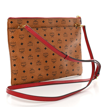 MCM Visetos Medium Crossbody Pouch Cognac Red 3 of 9