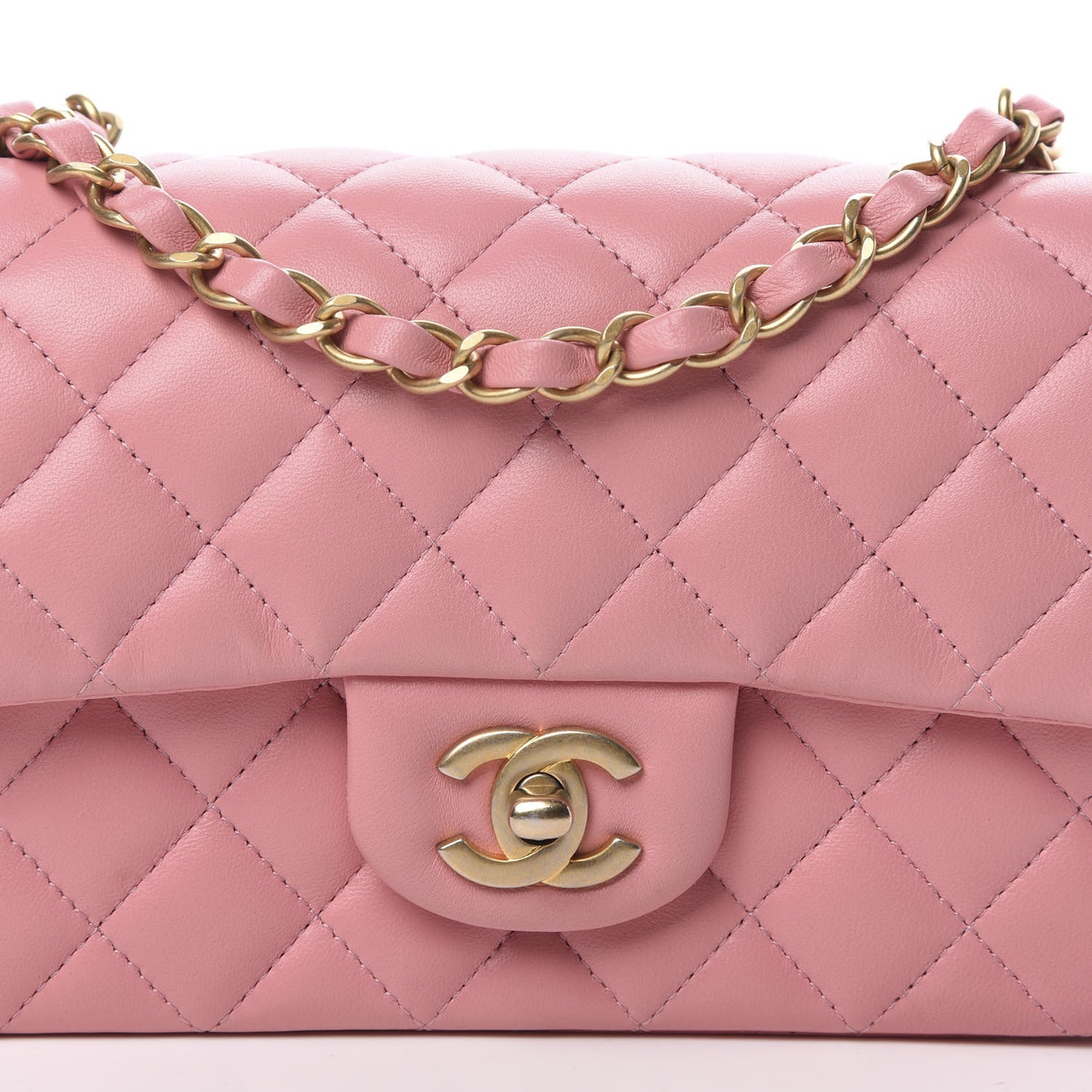 Lambskin Quilted Mini Rectangular Flap Pink