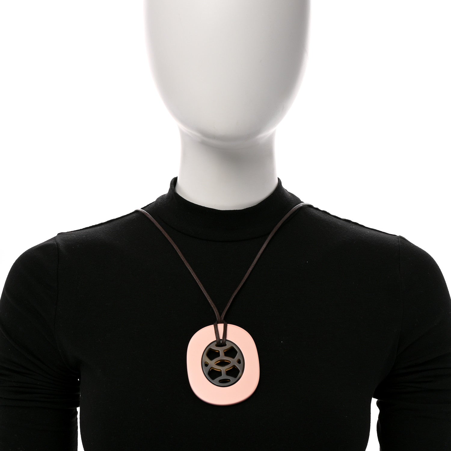 Hermes Buffalo Horn Lacquer Lift Necklace Rose Candeur 2 of 8