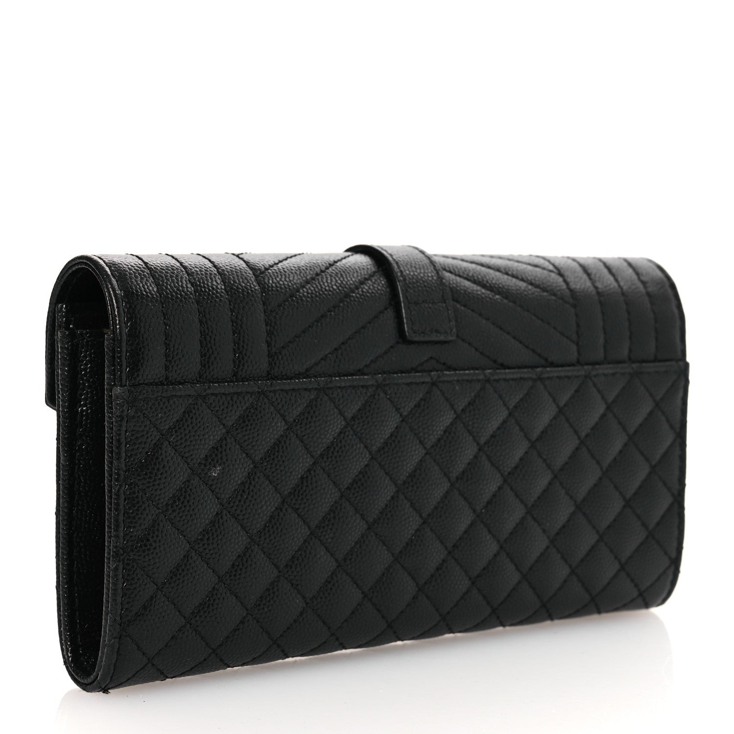 Saint Laurent Grain De Poudre Mixed Matelasse Triquilt Large Monogram Wallet Black 3 of 11