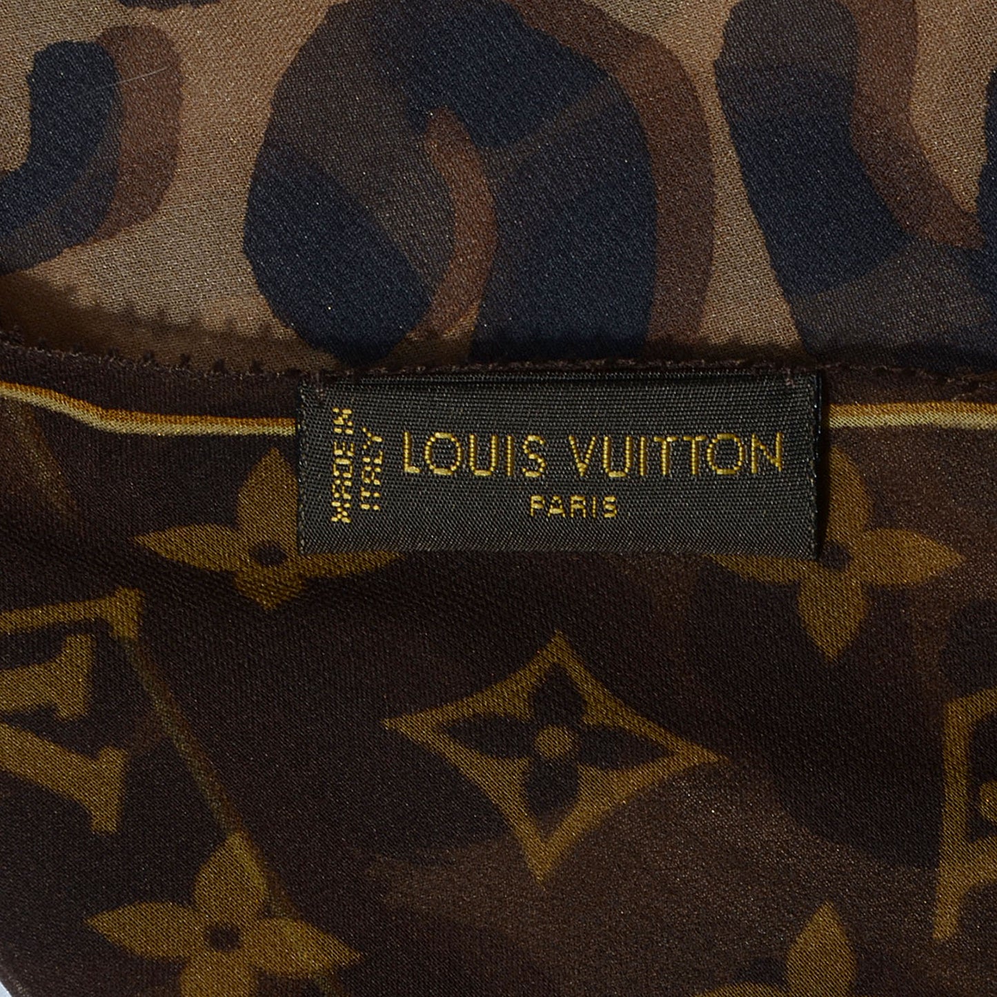 Silk Crepe Leopard Monogram Scarf