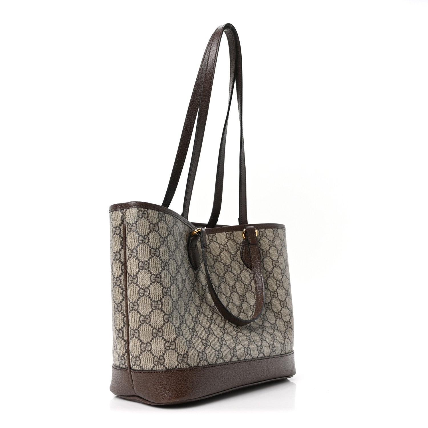 Gucci GG Supreme Monogram Textured Calfskin Small Ophidia Shoulder Tote Bag Beige Ebony New Acero 3 of 10