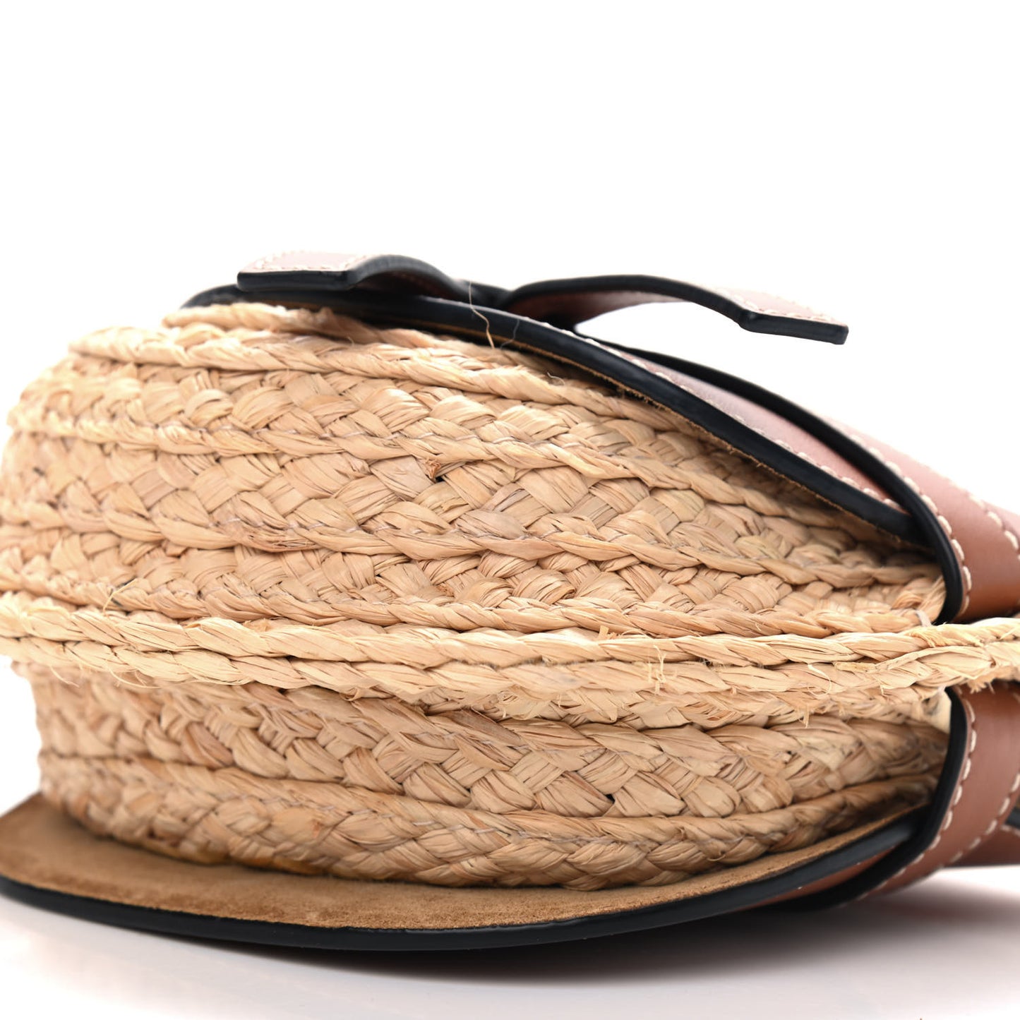 Calfskin Raffia Mini Gate Crossbody Bag Natural Tan