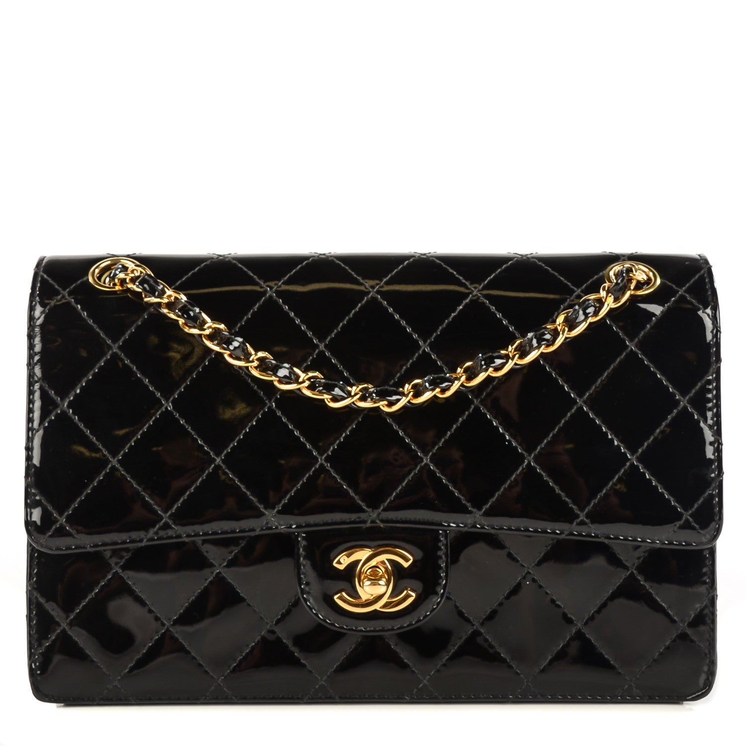 Chanel Patent Quilted Medium Single Flap Bag Black 1 of 9