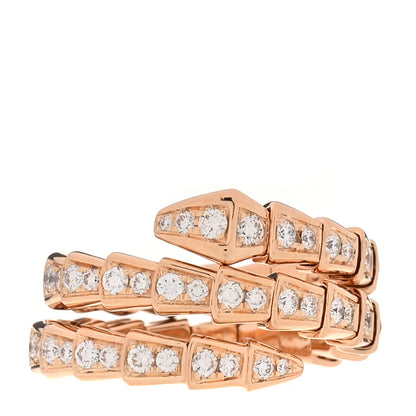 Bulgari 18K Rose Gold Diamond Serpenti Viper Pave Wrap Ring M 50 5.25 1 of 4