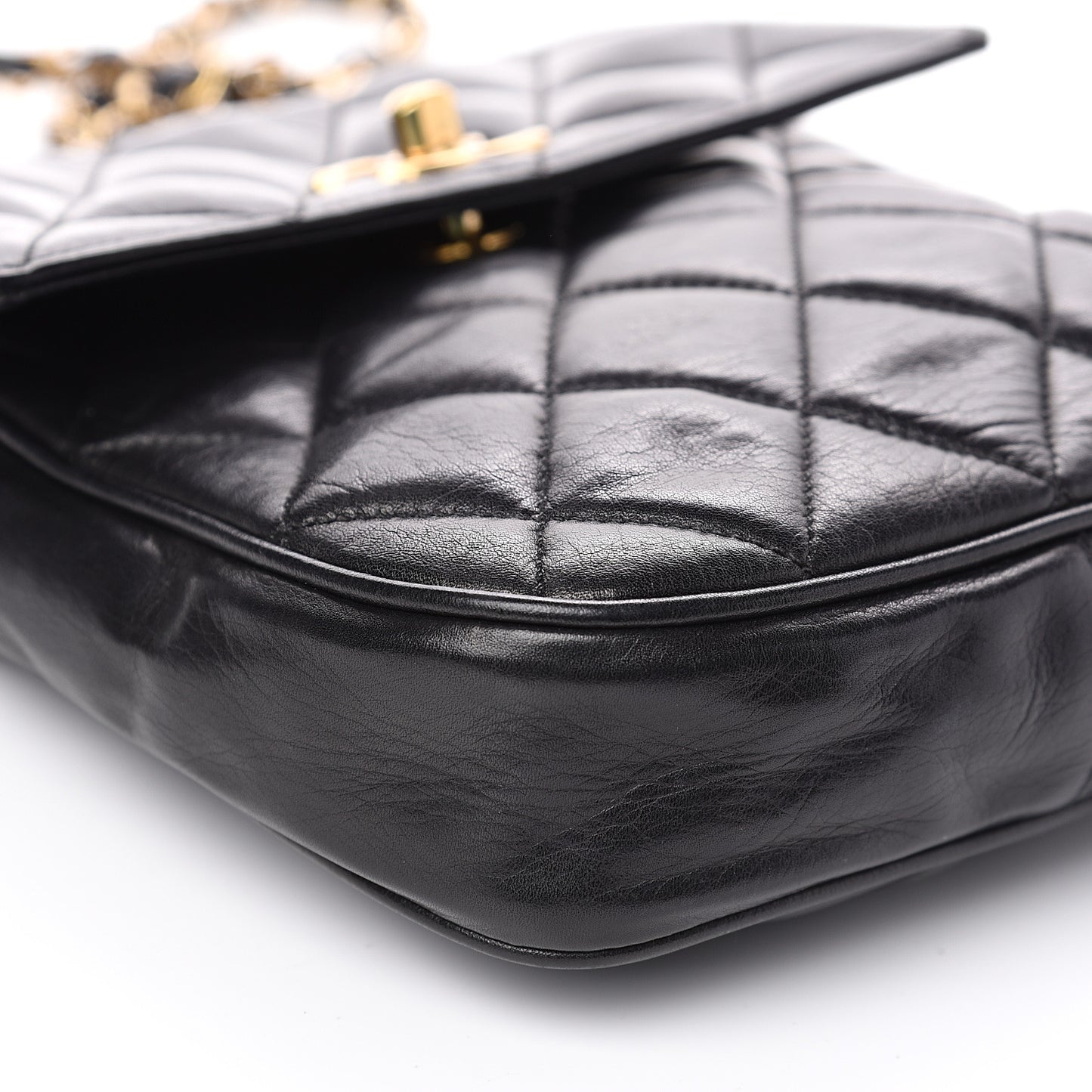 Lambskin Quilted Extra Mini Flap Black