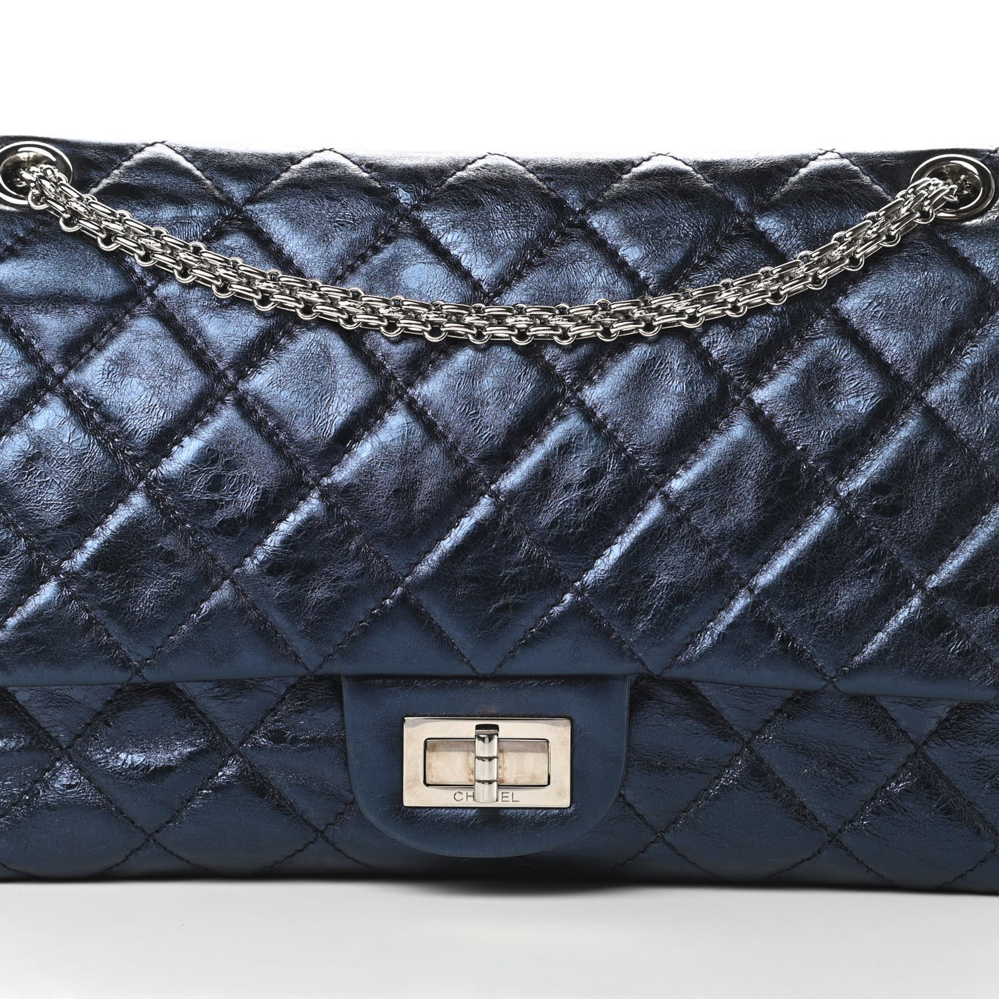 Metallic Aged Calfskin Quilted 2.55 Reissue 227 Flap Blue