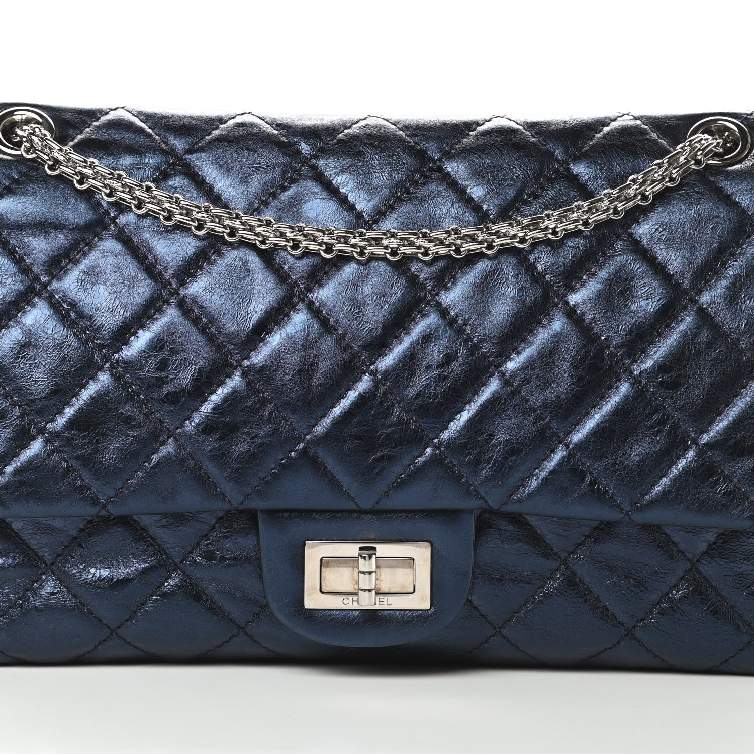 Chanel Metallic Aged Calfskin Quilted 2.55 Reissue 227 Flap Blue 8 of 11