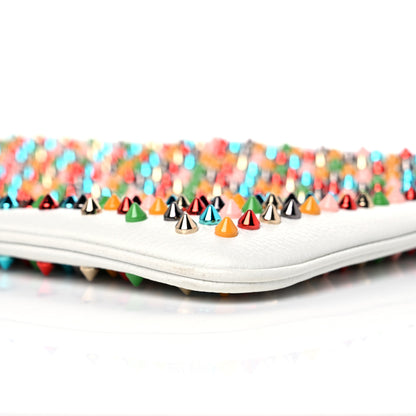 Christian Louboutin Calfskin Empire Spikes Loubiposh Clutch White Multi 9 of 14