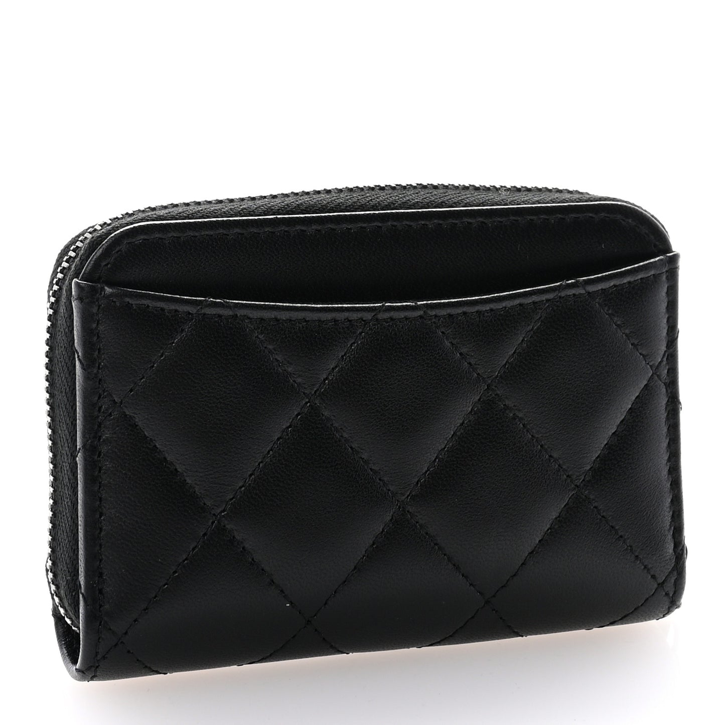 Lambskin Quilted Zip Coin Purse So Black