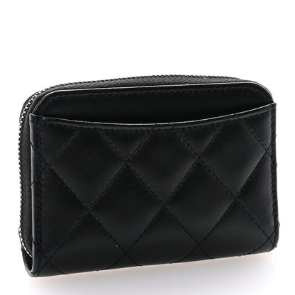 Chanel Lambskin Quilted Zip Coin Purse So Black 3 of 8