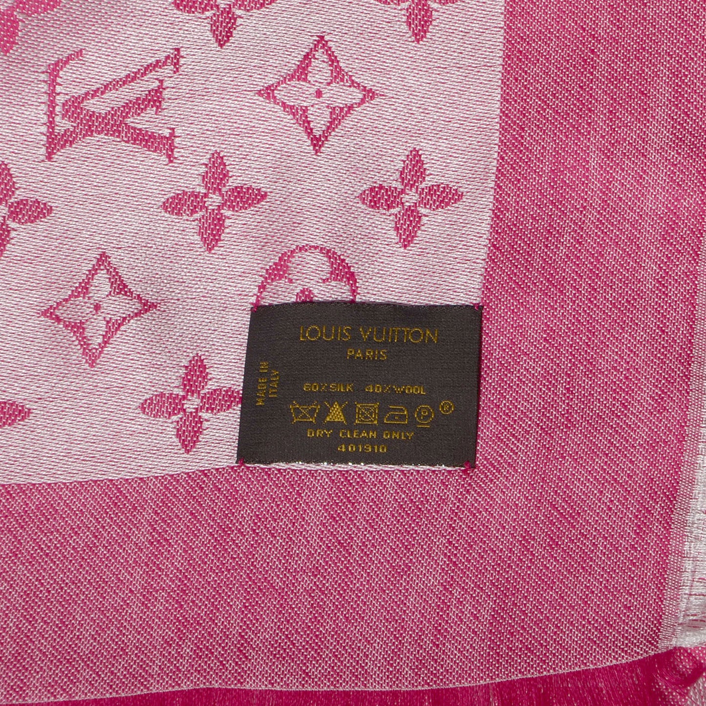 Silk Wool Monogram Denim Shawl Pivoine