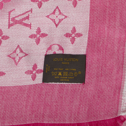 Louis Vuitton Silk Wool Monogram Denim Shawl Pivoine 5 of 5
