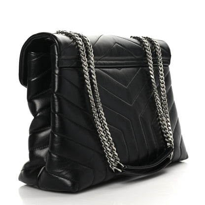 Saint Laurent Calfskin Y Quilted Monogram Medium Loulou Chain Satchel Black 3 of 9