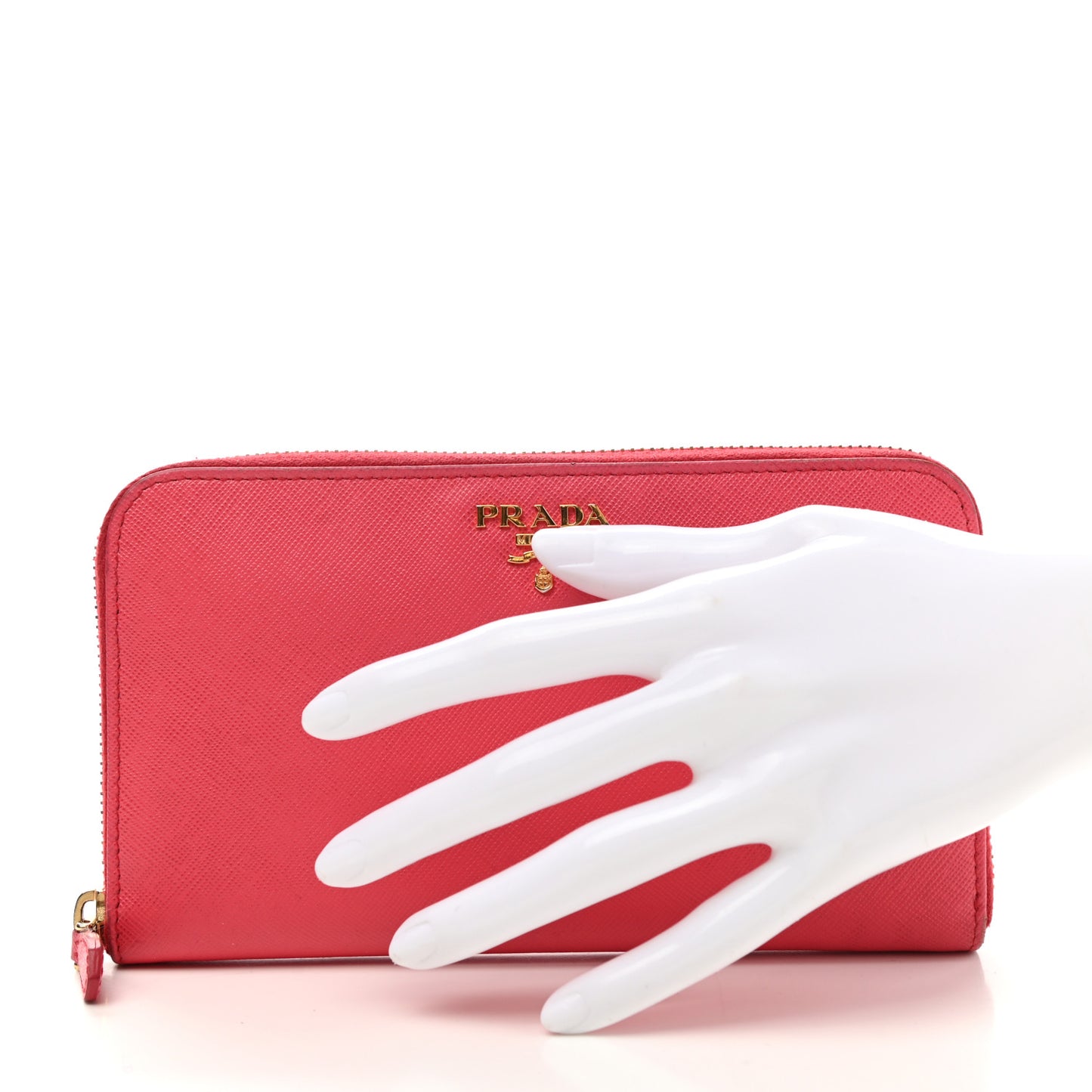 Saffiano Metal Zip Wallet Fragola