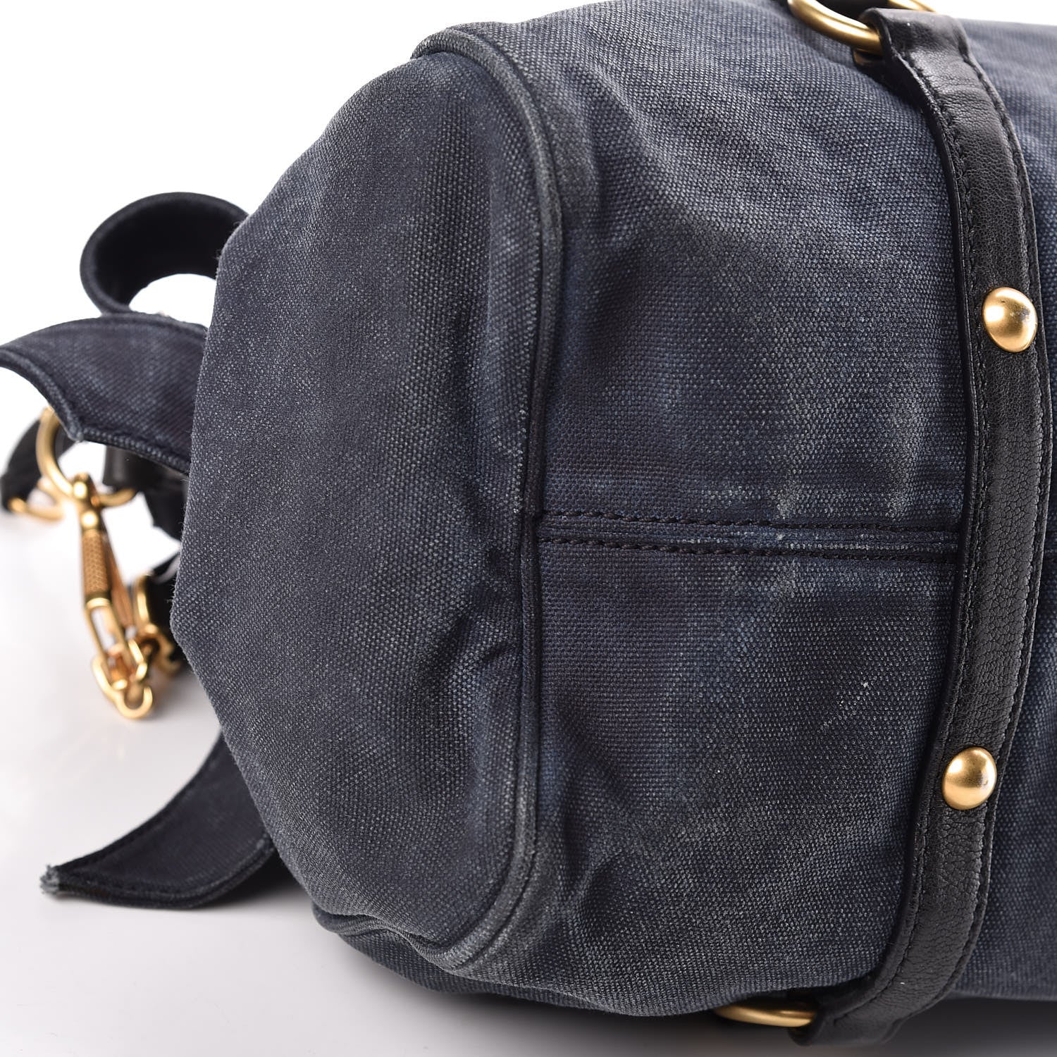 Miu Miu Washed Canvas Canapa Shopping Pattina Tote Bleuette 8 of 22