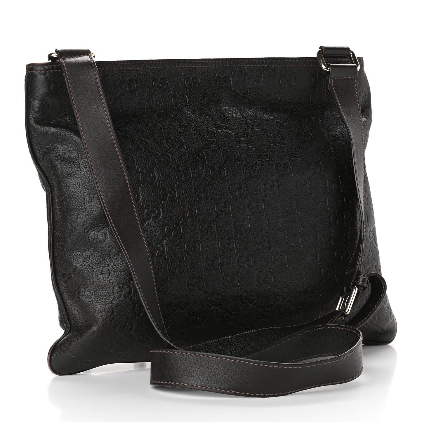 Guccissima Medium Flat Messenger Bag Dark Brown