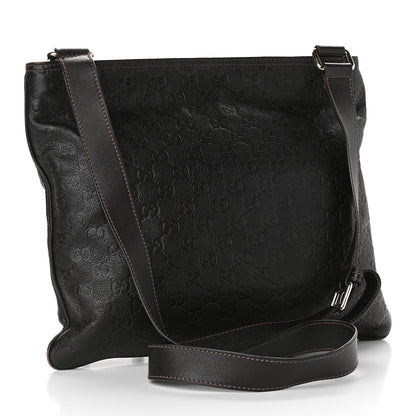 Gucci Guccissima Medium Flat Messenger Bag Dark Brown 2 of 8