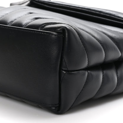 Saint Laurent Calfskin Y Quilted Monogram Monochrome Small Loulou Chain Satchel Black 9 of 12