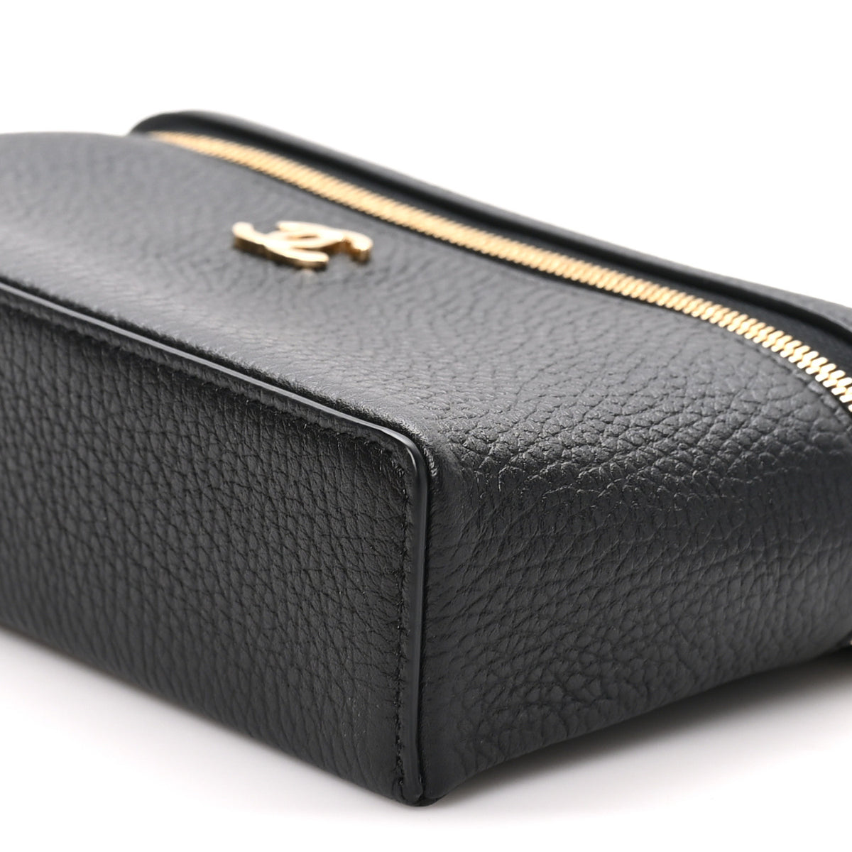 Chanel Grained Calfskin Top Handle Slim Vanity Case With Chain Black 9 of 10