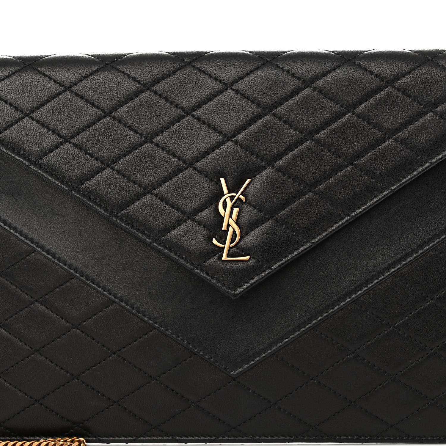 Saint Laurent Lambskin Quilted Double Flap Chain Pouch Black 7 of 9