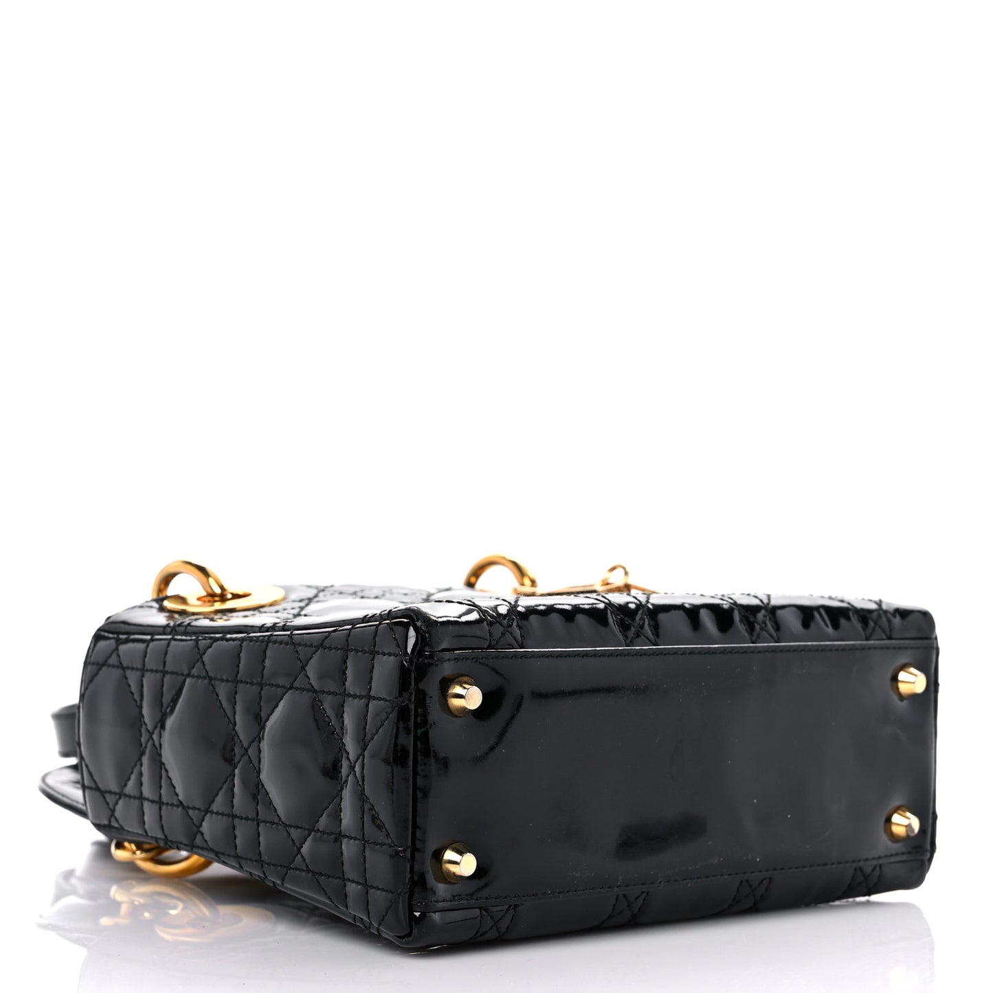 Patent Cannage Mini Lady Dior Black