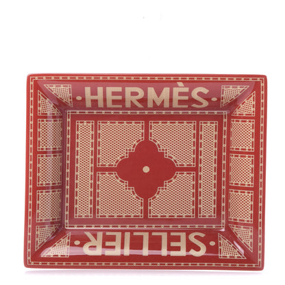 Hermes Porcelain Sellier Change Tray Rouge Or 1 of 4
