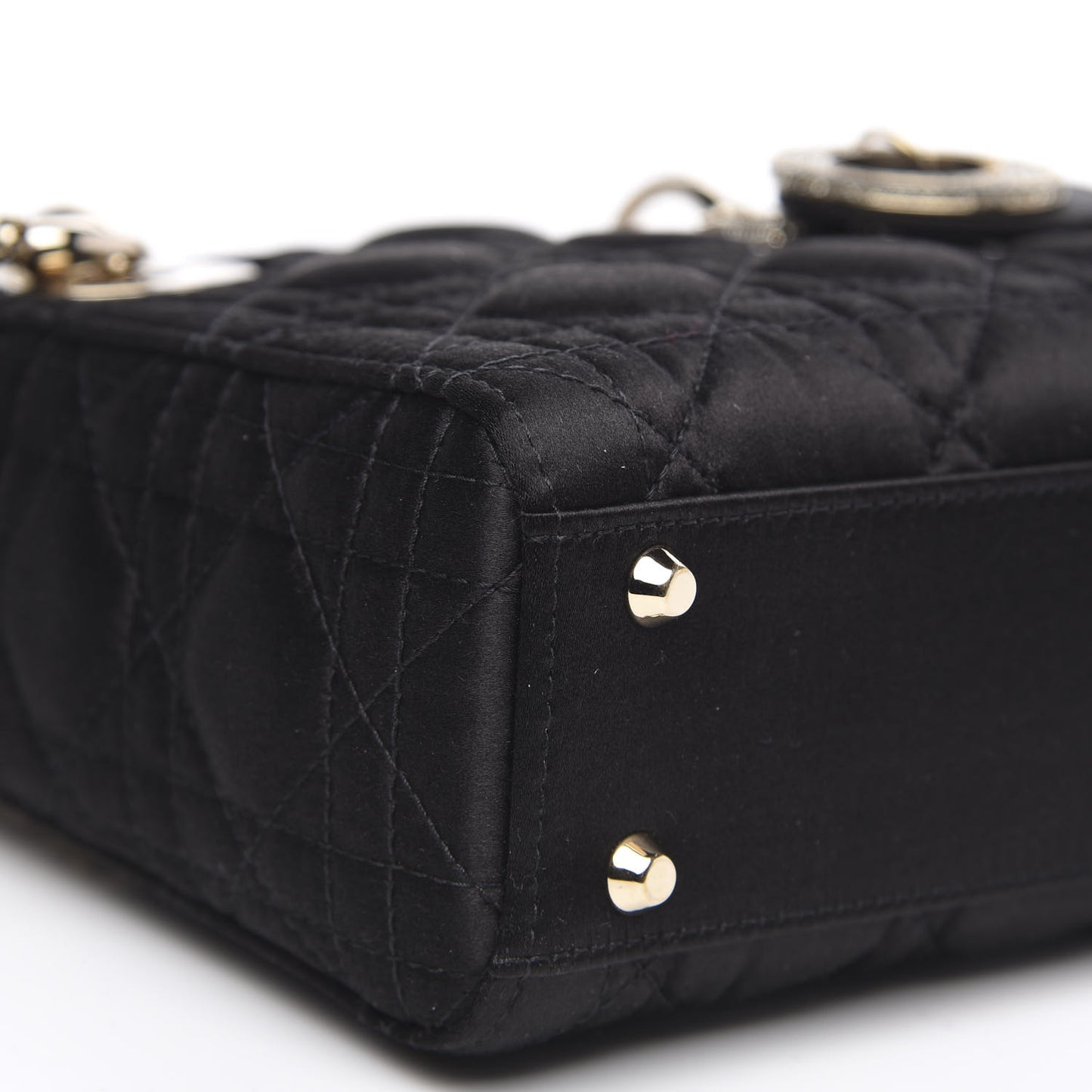 Satin Swarovski Crystal Cannage Mini Lady Dior Black