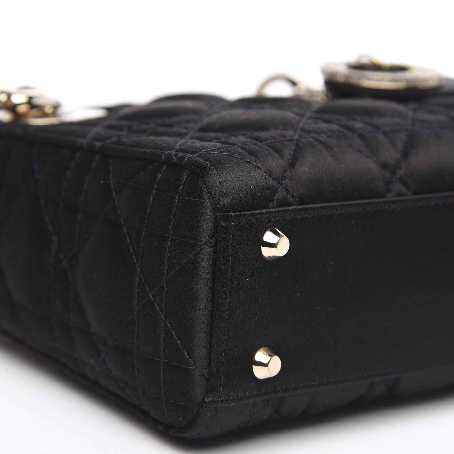 Christian Dior Satin Swarovski Crystal Cannage Mini Lady Dior Black 7 of 8