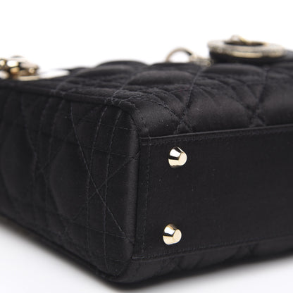 Christian Dior Satin Swarovski Crystal Cannage Mini Lady Dior Black 7 of 8