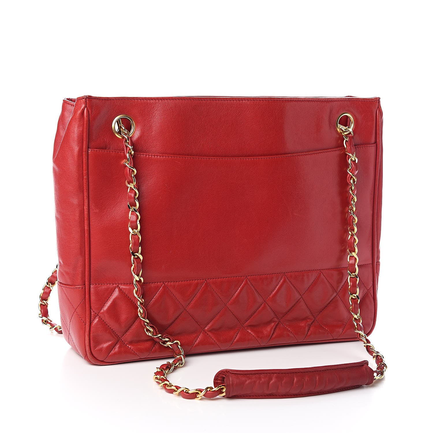 Chanel Lambskin Quilted Tote Red 3 of 18
