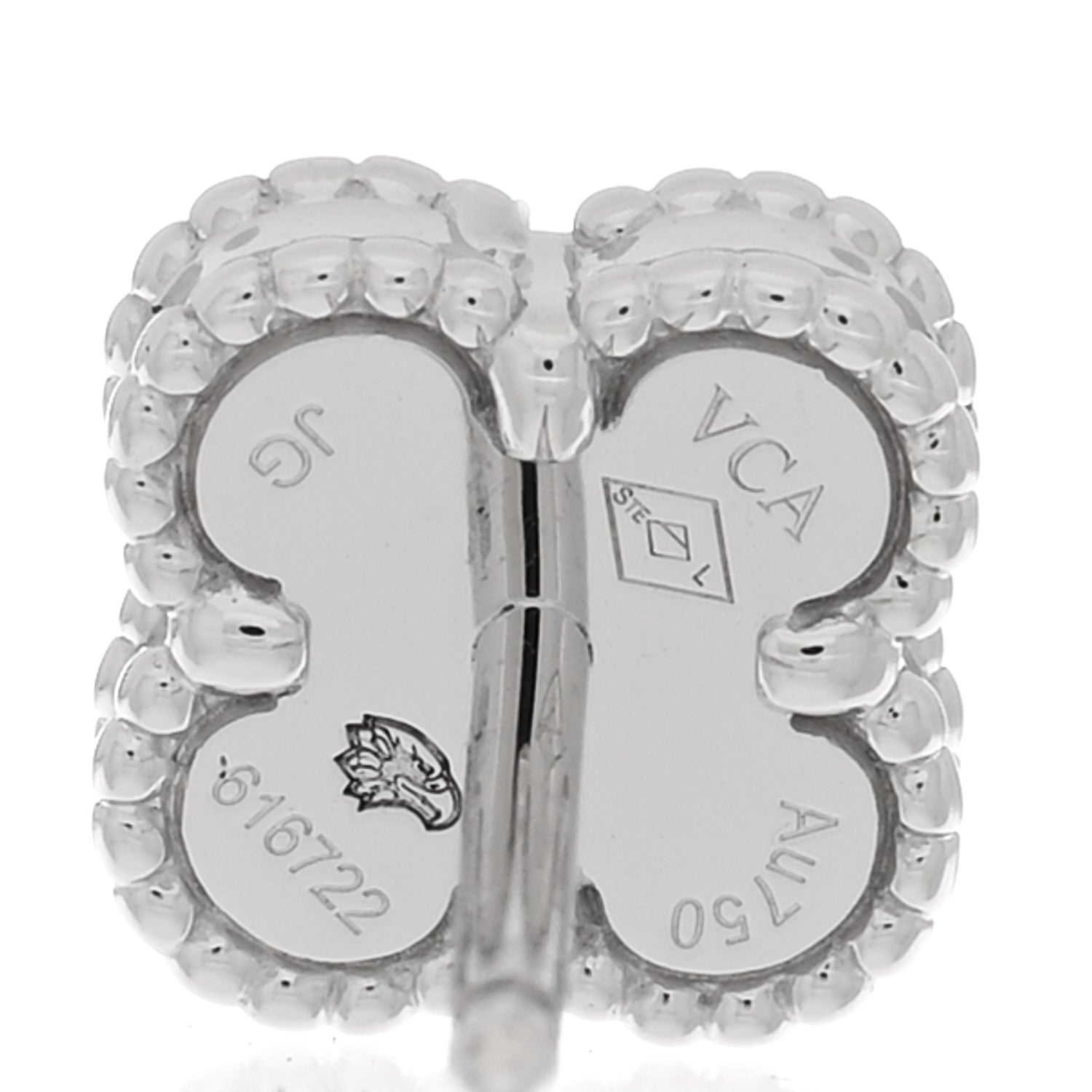 Van Cleef & Arpels 18K White Gold Mother of Pearl Sweet Alhambra Earrings 4 of 5