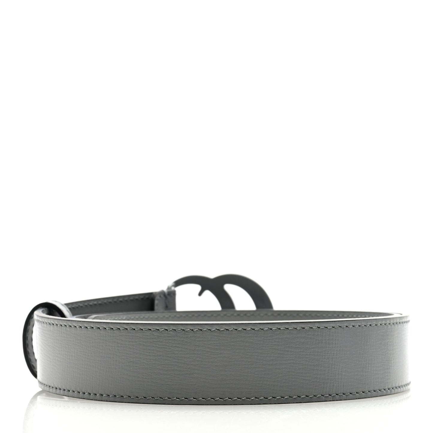 Azalea Calfskin Enamel Monochrome Double G 30mm Belt 80/32 Deep Grey