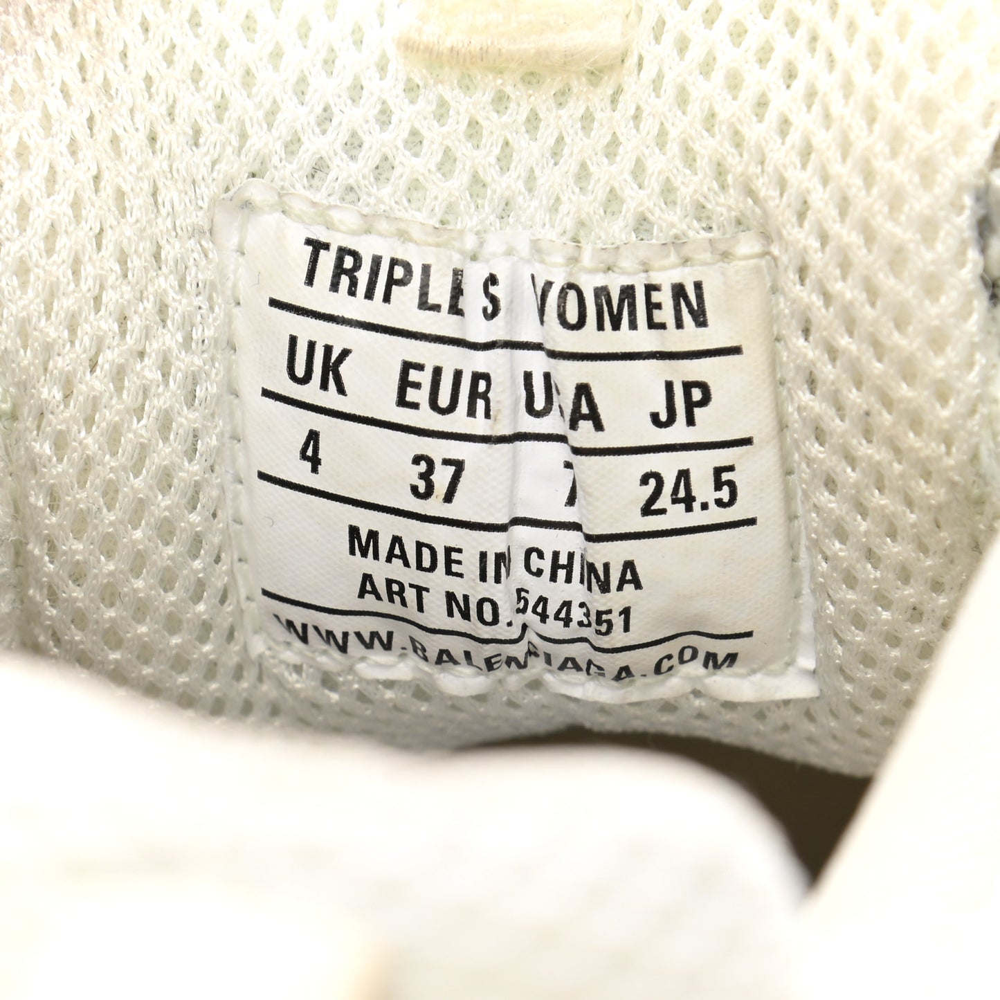 Fabric Mesh Clear Sole Womens Triple S Sneakers 37 White